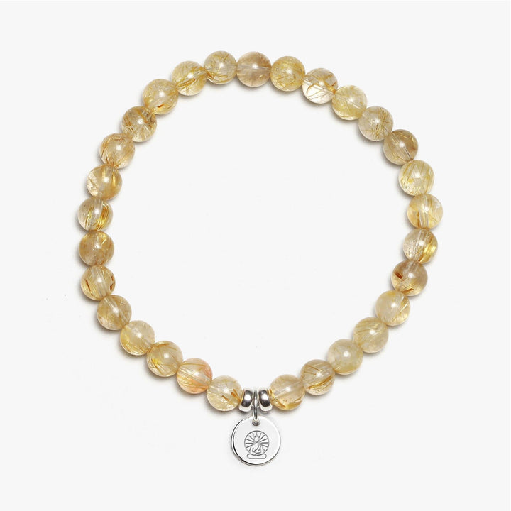 Spirit Jewel Bracelets Buddha Symbol / Small (16cm) Rutilated Quartz Crystal Gemstone Bracelet
