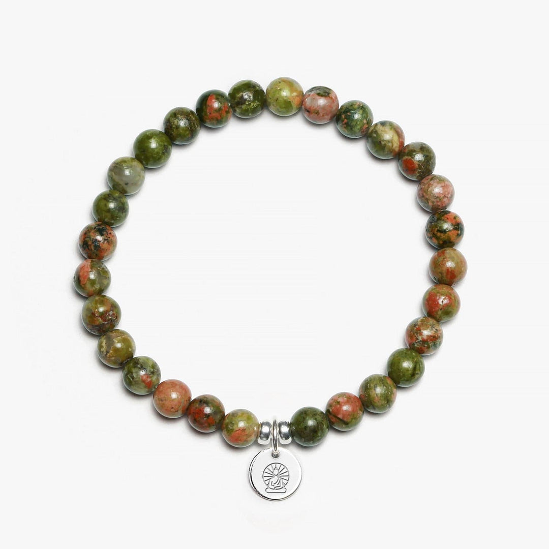 Spirit Jewel Bracelets Buddha Symbol / Small (16cm) Unakite Crystal Gemstone Bracelet