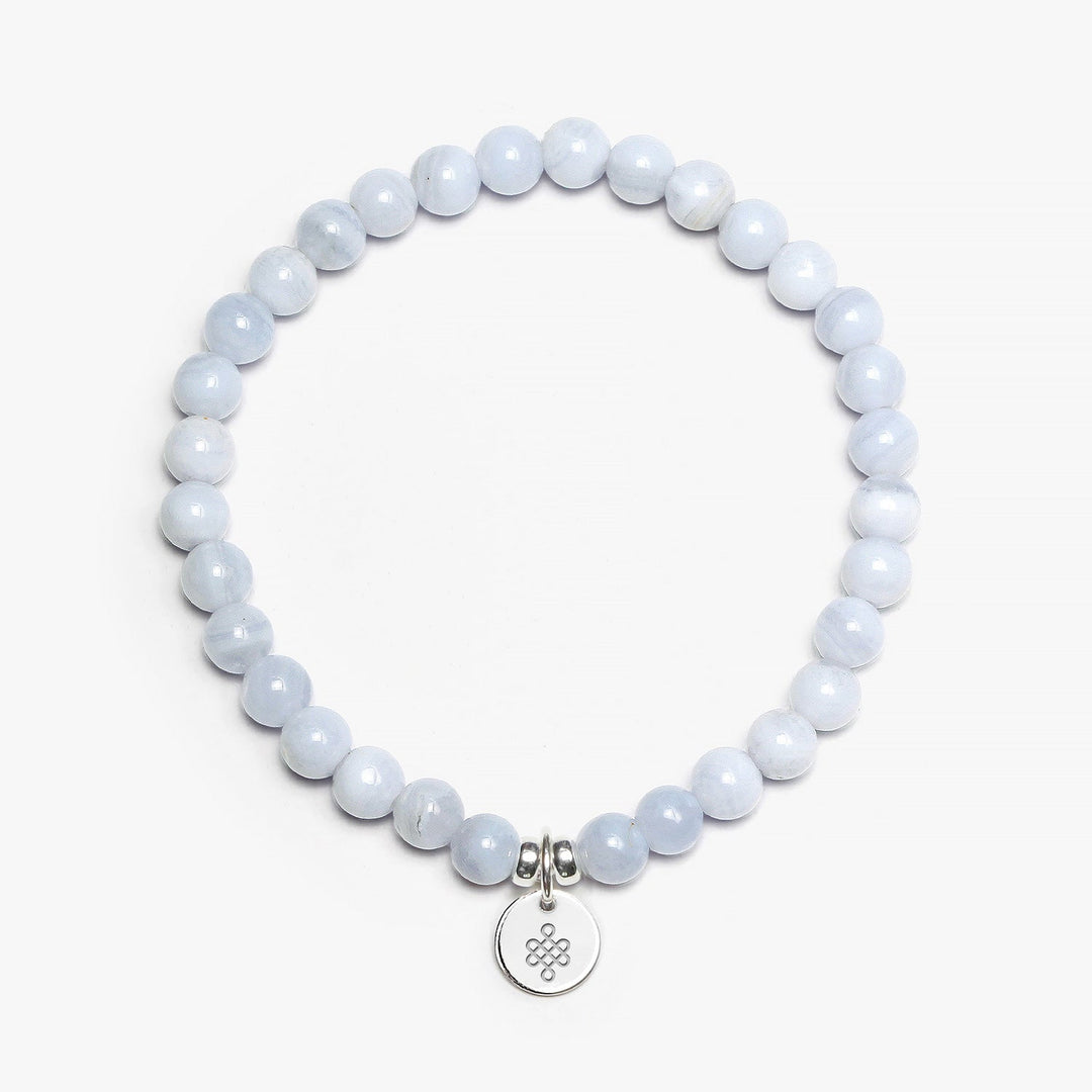 Spirit Jewel Bracelets Eternal Knot Symbol / Small (16cm) Blue Lace Agate Crystal Gemstone Bracelet