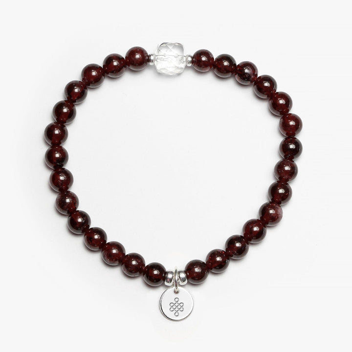 Spirit Jewel Bracelets Eternal Knot Symbol / Small (16cm) Garnet Crystal Gemstone Bracelet