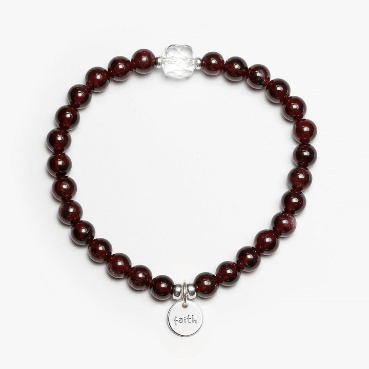 Spirit Jewel Bracelets Faith Word / Small (16cm) Garnet Crystal Gemstone Bracelet