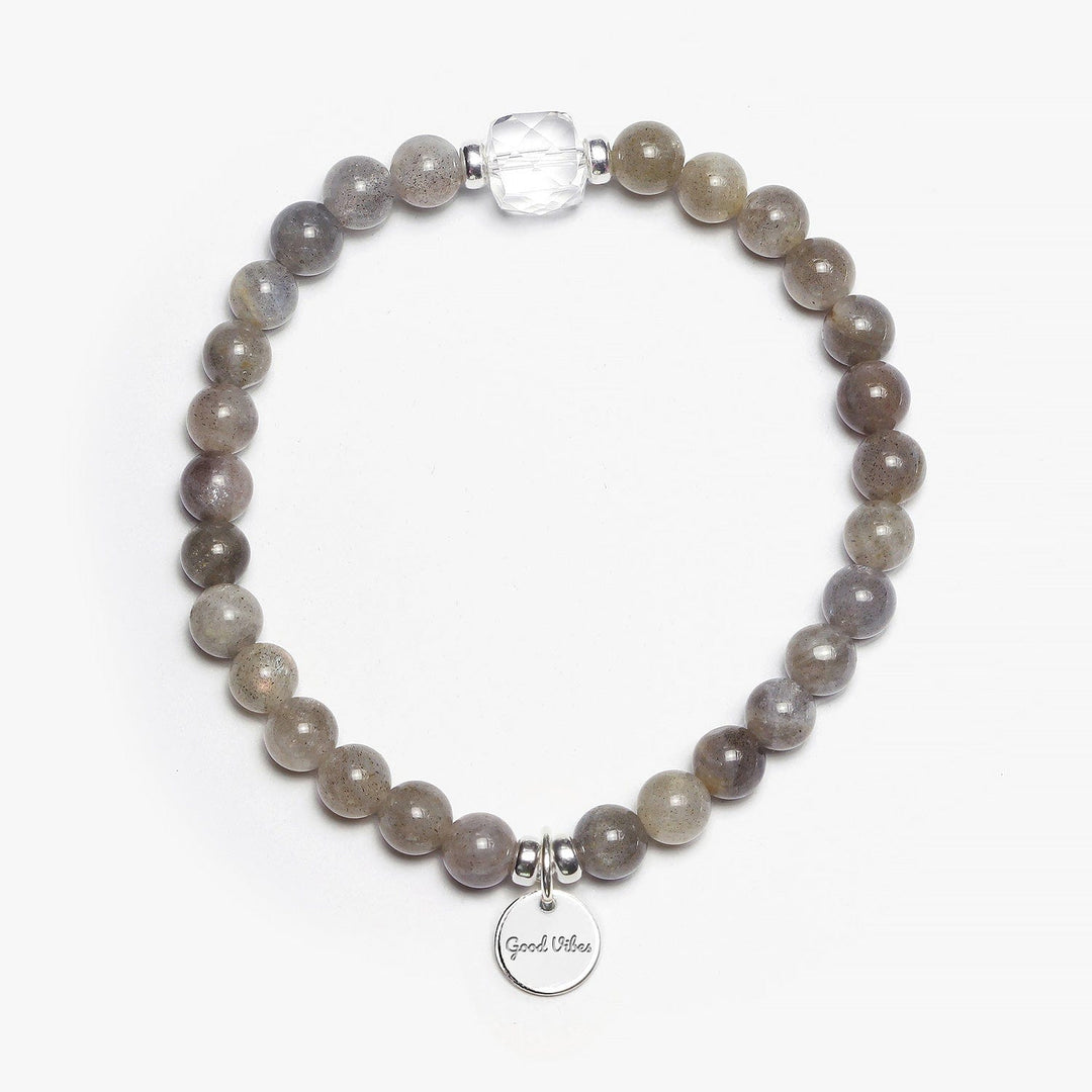 Spirit Jewel Bracelets Good Vibes Word / Small (16cm) Labradorite Crystal Gemstone Bracelet