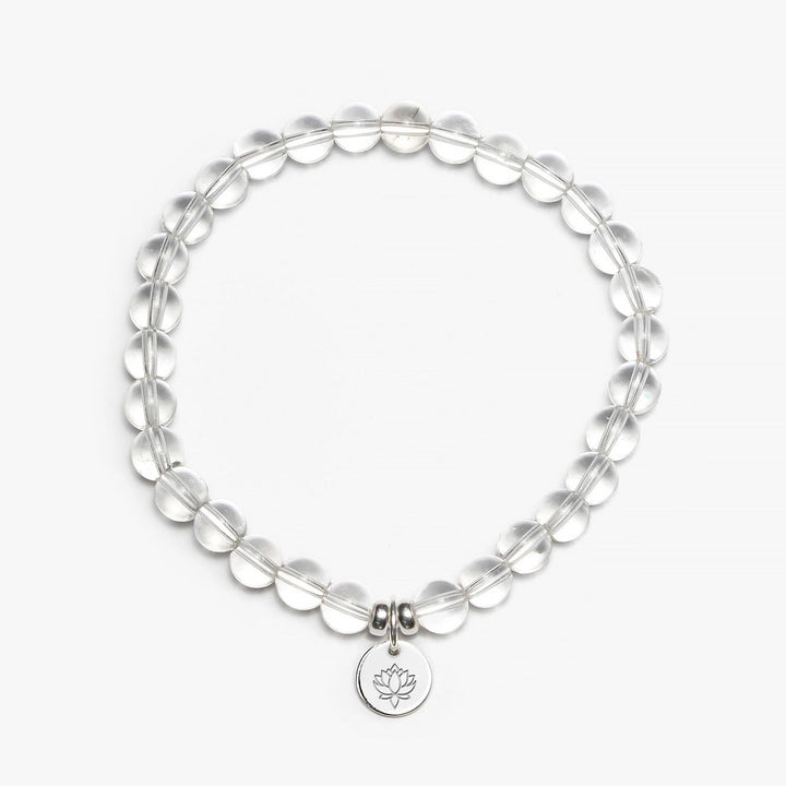 Spirit Jewel Bracelets Lotus Symbol / Small (16cm) Clear Quartz Crystal Gemstone Bracelet