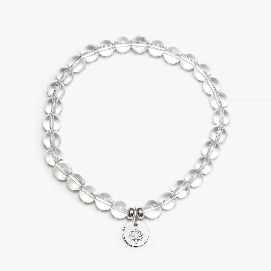 Spirit Jewel Bracelets Lotus Symbol / Small (16cm) Clear Quartz Crystal Gemstone Bracelet