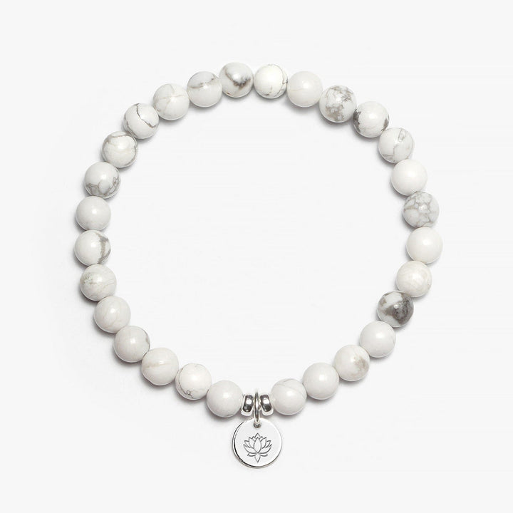 Spirit Jewel Bracelets Lotus Symbol / Small (16cm) Howlite Crystal Gemstone Bracelet
