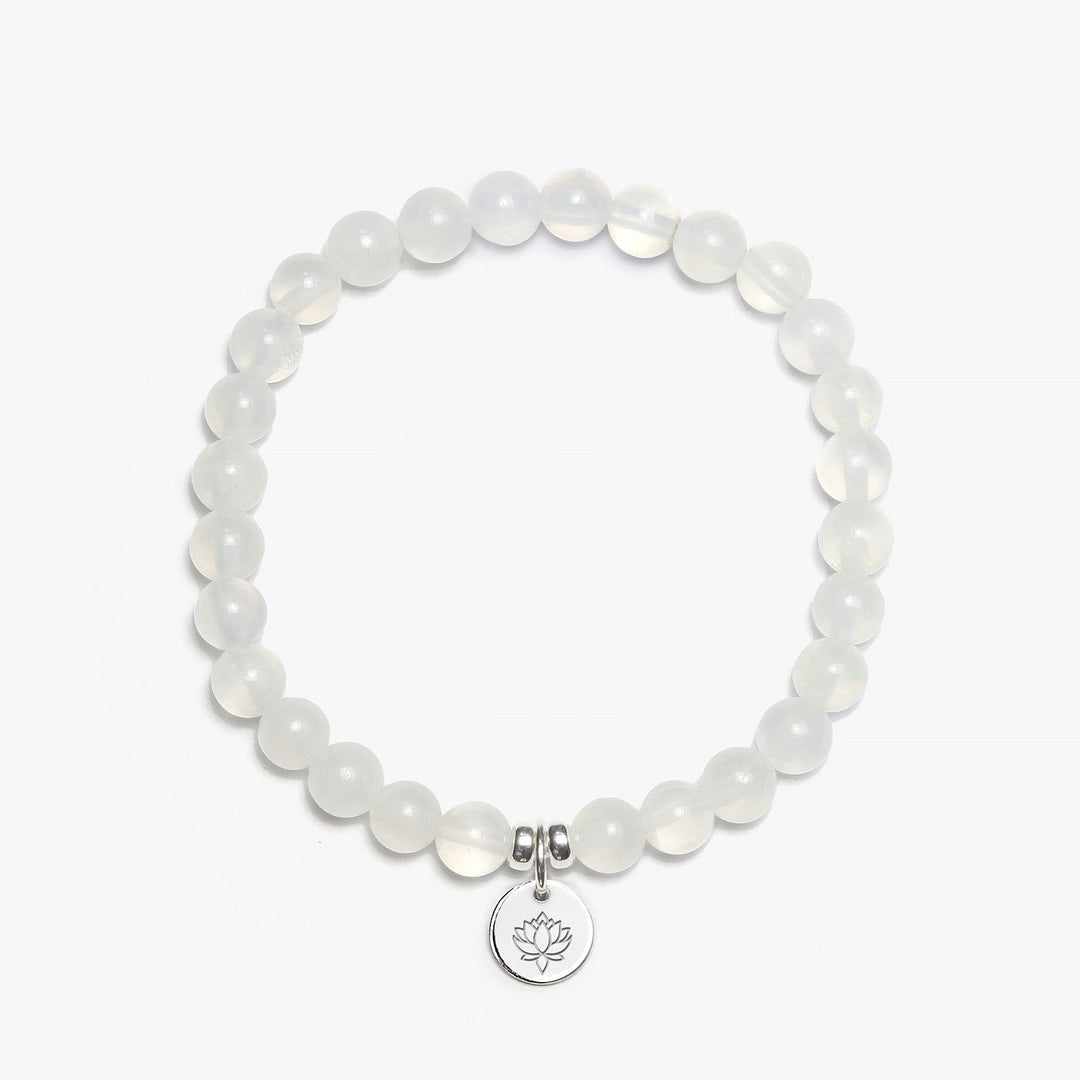 Spirit Jewel Bracelets Lotus Symbol / Small (16cm) Selenite Crystal Gemstone Bracelet