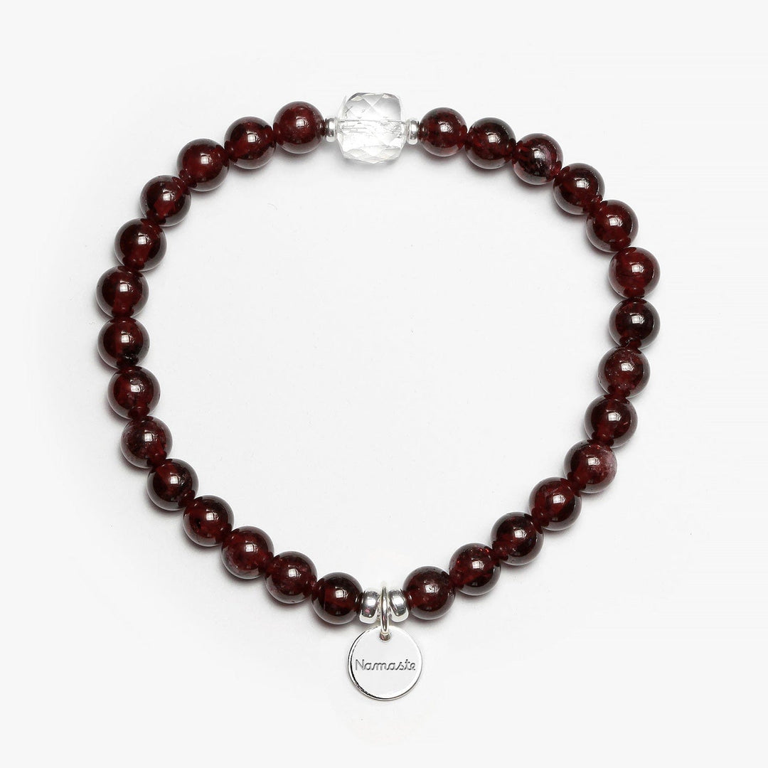 Spirit Jewel Bracelets Namaste Word / Medium (18cm) Garnet Crystal Gemstone Bracelet