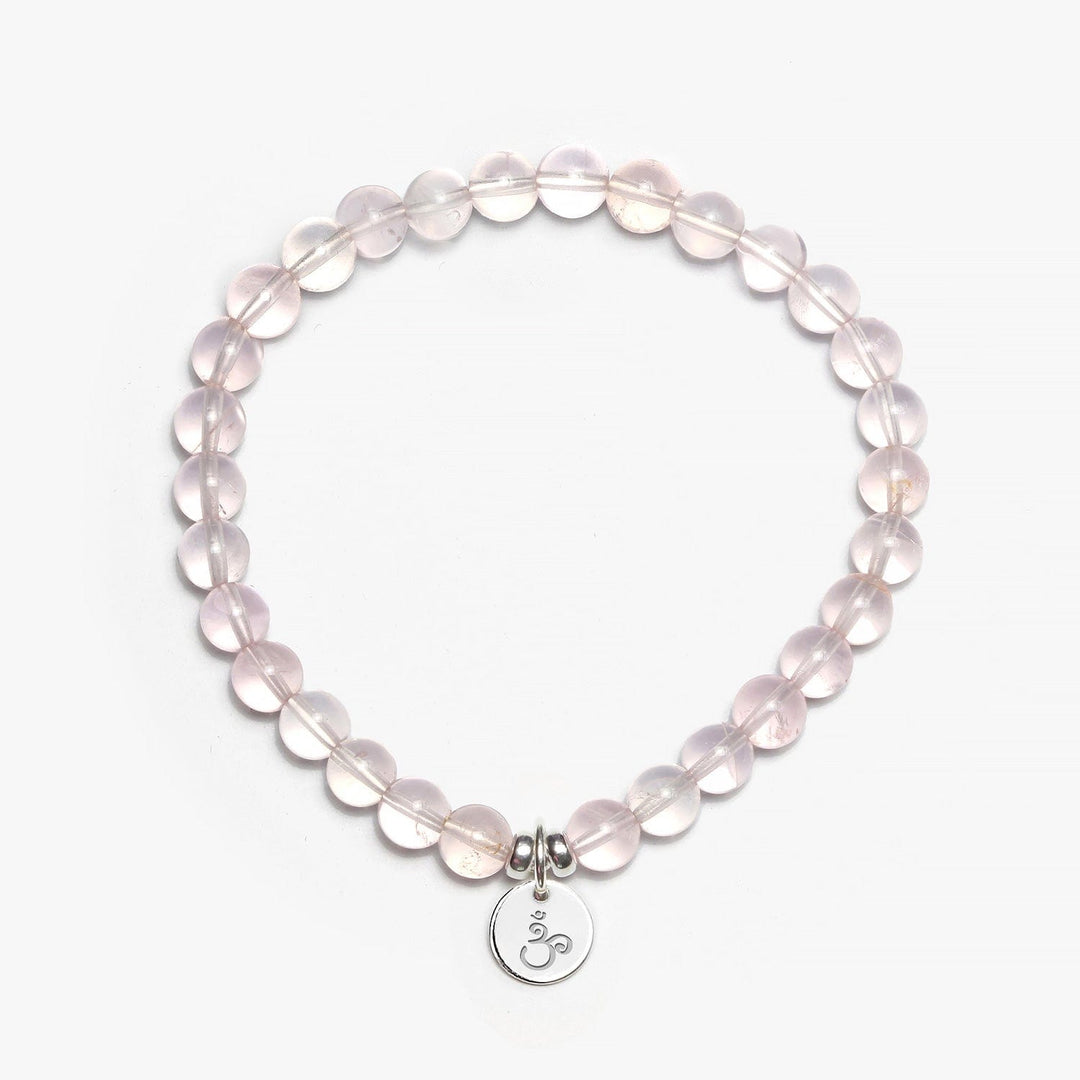 Spirit Jewel Bracelets OM Symbol / Small (16cm) Rose Quartz AAA Crystal Gemstone Bracelet