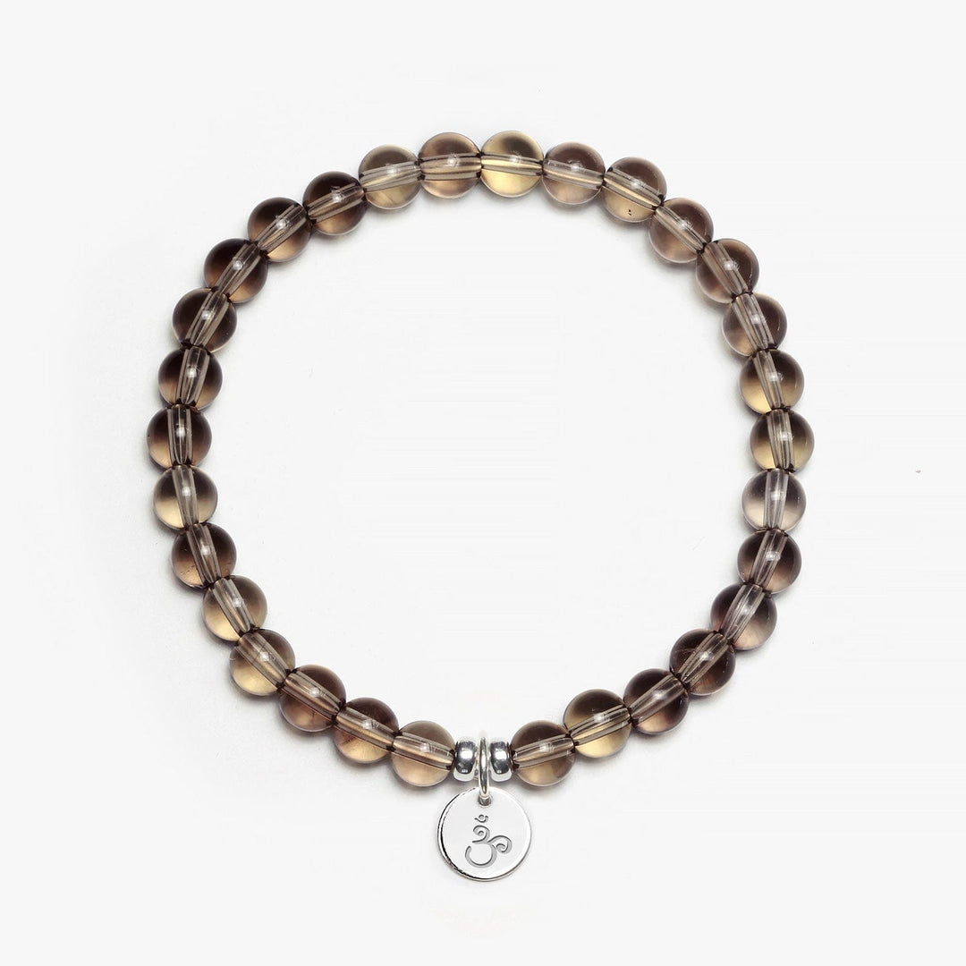 Spirit Jewel Bracelets OM Symbol / Small (16cm) Smoky quartz Crystal Gemstone Bracelet