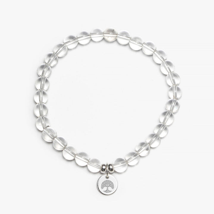 Spirit Jewel Bracelets Tree of Life Symbol / Small (16cm) Clear Quartz Crystal Gemstone Bracelet