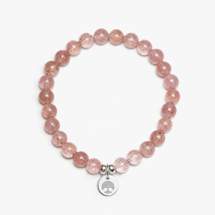 Spirit Jewel Bracelets Tree of Life Symbol / Small (16cm) Strawberry Quartz Crystal Gemstone Bracelet