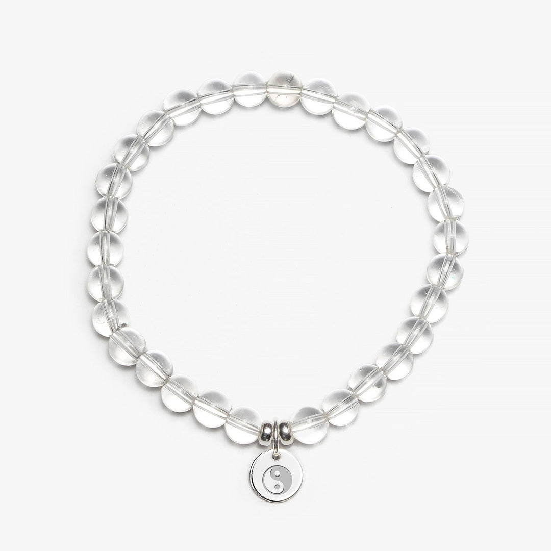 Spirit Jewel Bracelets Yin Yang Symbol / Small (16cm) Clear Quartz Crystal Gemstone Bracelet