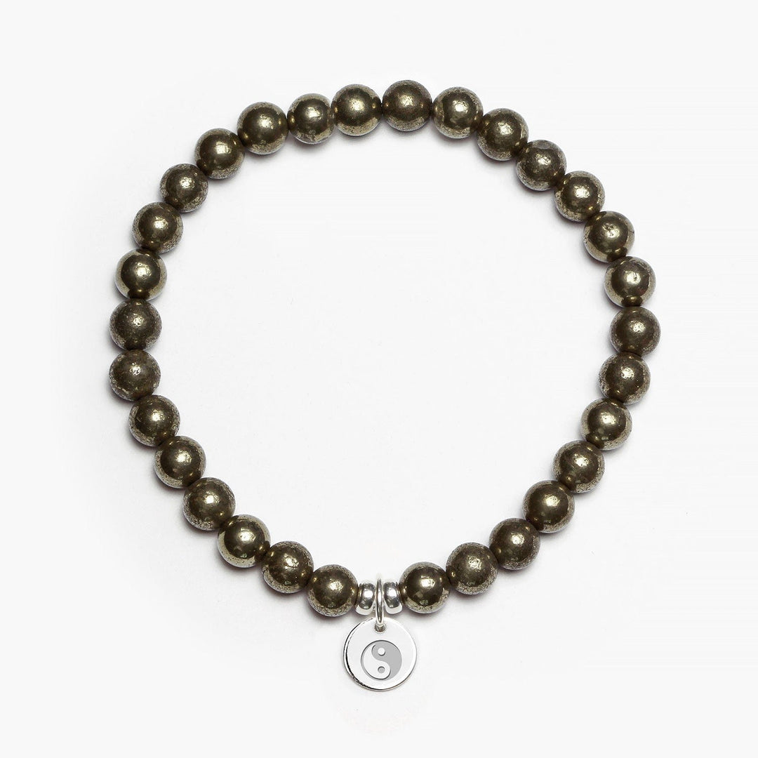 Spirit Jewel Bracelets Yin Yang Symbol / Small (16cm) Pyrite Crystal Gemstone Bracelet