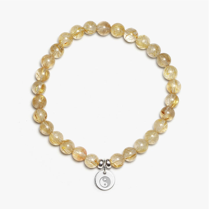 Spirit Jewel Bracelets Yin Yang Symbol / Small (16cm) Rutilated Quartz Crystal Gemstone Bracelet