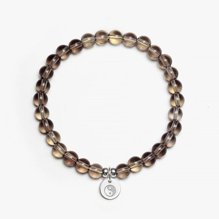 Spirit Jewel Bracelets Yin Yang Symbol / Small (16cm) Smoky quartz Crystal Gemstone Bracelet