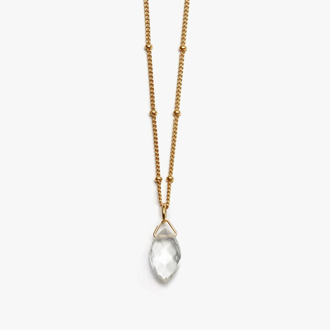 Spirit Jewel Necklace Gold / 14" Clear Quartz Crystal Necklace