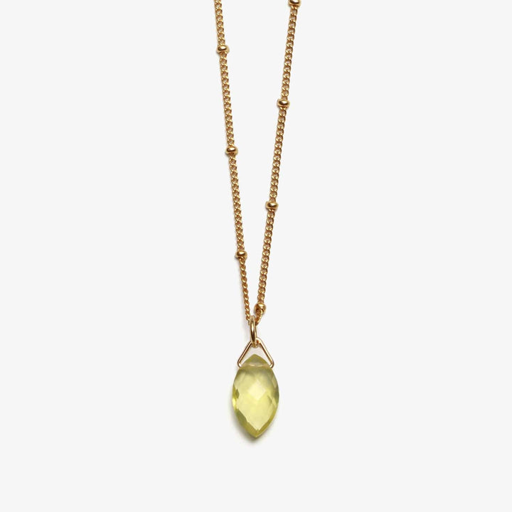 Spirit Jewel Necklace Gold / 14" Lemon Quartz Crystal Necklace