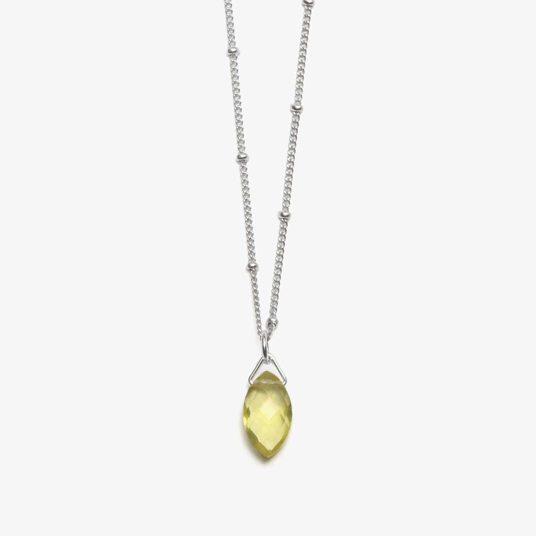 Spirit Jewel Necklace Silver / 14" Lemon Quartz Crystal Necklace