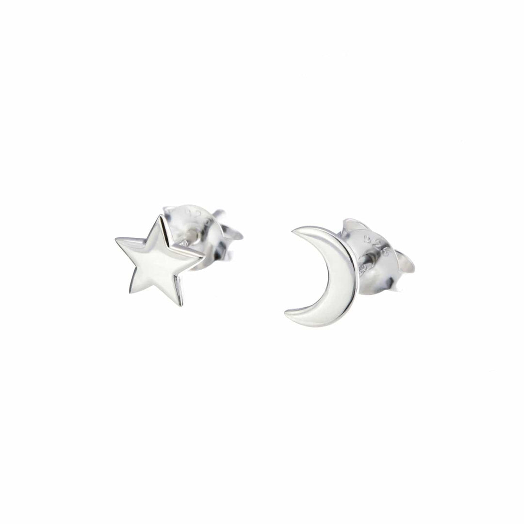 Spirit Jewel Earrings Silver Star & Moon Earrings